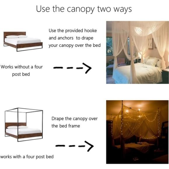 Mosquito NET for Bed Canopy, Four Corner Post Curtains Bed Canopy Elegant Net - Picture 2 of 7